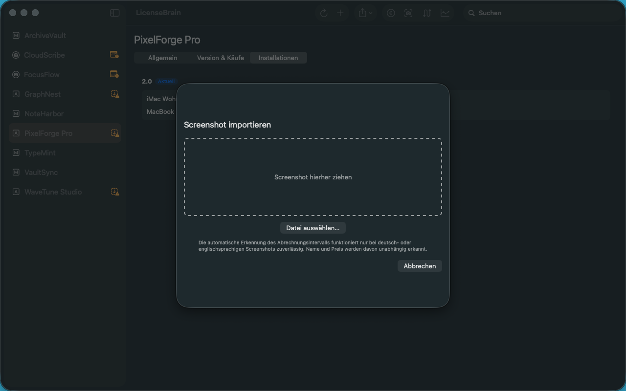 Abo-Import per OCR